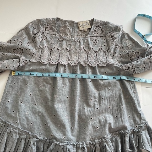 Sea Gray Boho Peasant Blouse Top SIZE 6 - Picture 8 of 8